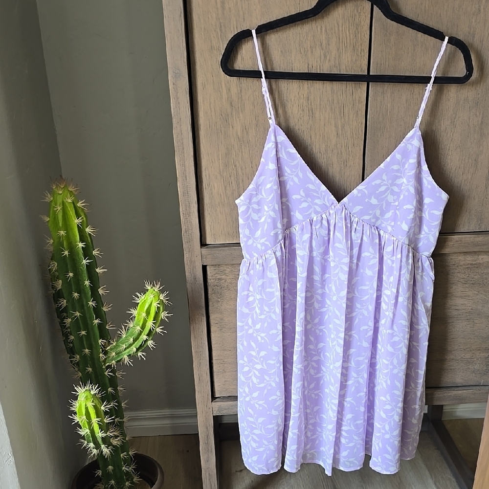 Lavender Floral Spaghetti Strap Dress